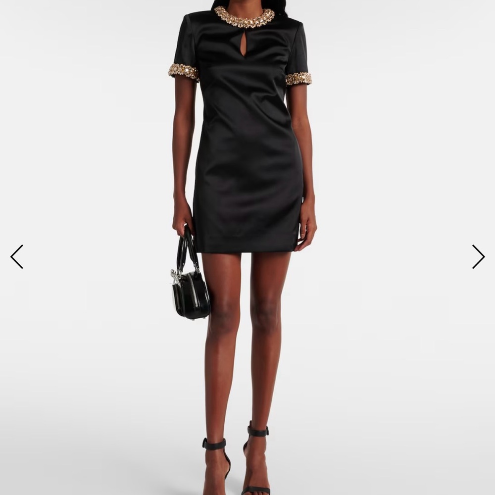 Self-Portrait Black Satin Embellished Dress size 2